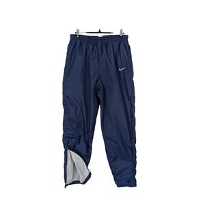 Vintage 90s Nike Navy Windbreaker Track Pants Ankle Zip White Swoosh Medium